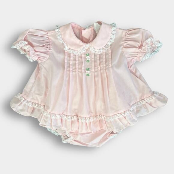 Vintage Nannette Grandma Loves Me Pink Dress Set 9 Months - Picture 1 of 15